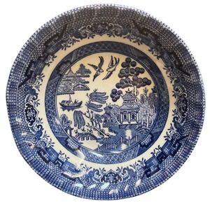 Vtg Royal Wessex Blue Willow 6.25" Cereal Bowl England  Blue White Chinoiserie
